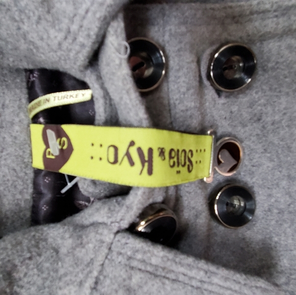 Soia & Kyo grey & black pea coat with hood - Picture 7 of 7